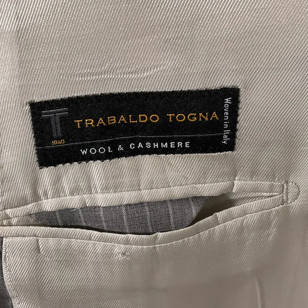 Banana Republic Blazer Men 44R Gray Pinstripe Trabaldo Togna‎ Wool Cashmere